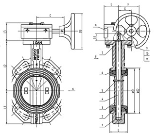 渦輪蝶(die)閥結構圖 渦輪蝶(dié)閥結構圖